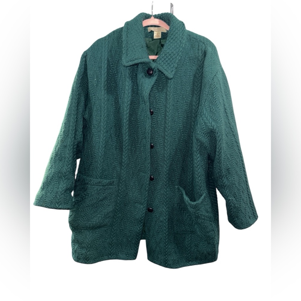 Boyne Valley Weavers Irish Wool Cable Knit Coat Cottagecore Sz 1X wool